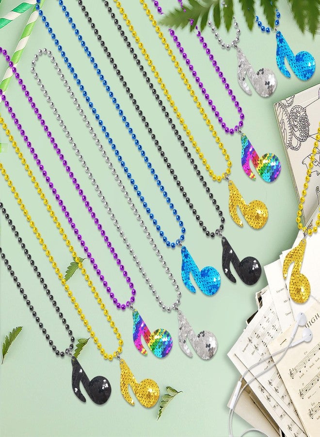 CiciBear 15 Pack Note Sequin Necklace Party Favors with Mardi Gras Beads for Karaoke Party, Tik Tok Birthday, Baby Shower, 50s 80s Theme Party,Festivals, Wedding, Birthday Celebrations, 5 Colors - Image 5